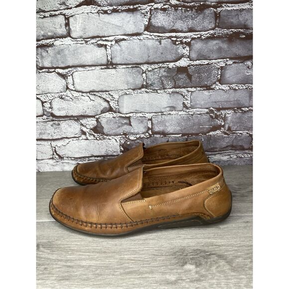 Pikolinos Brown Leather Slip On Moc Driving Loafers Shoes Men Sz 44EU/11M US - Picture 1 of 11